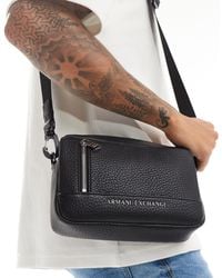Armani Exchange - Logo Faux Pebble Leather Crossbody Bag - Lyst