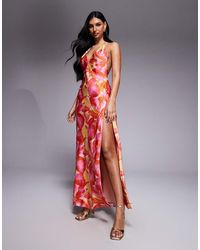 Bardot - Satin Plunge Cami Backless Maxi Dress - Lyst
