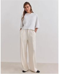 Aim'n - Cream Luxe Relaxed Tailored Pants - Lyst