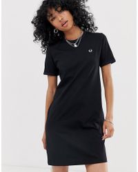 Fred Perry Logo Ringer Tee Dress - Black