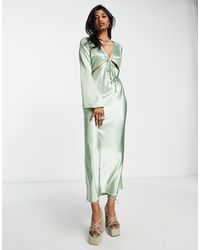 TOPSHOP - Occasion Satin Cut Out Midi Dress - Lyst