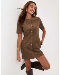Threadbare - Corduroy Button Down Mini Dress - Lyst