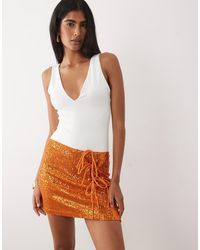 ASOS - Sequin Tie Side Mini Skirt - Lyst