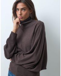 ASOS - Supersoft Draped Funnel Neck Batwing Sleeve Top - Lyst