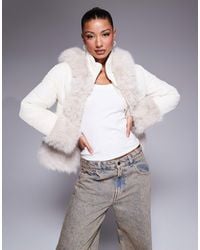 River Island - Faux Fur Short Puffer Jacket - Lyst