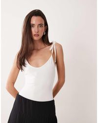 Miss Selfridge - Scoop Back Bodysuit With Tie Straps - Lyst