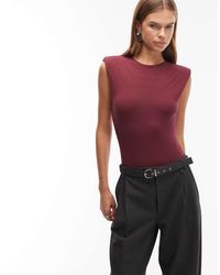 ASOS - Body Sinuoso Senza Maniche Color Bordeaux Con Spalline Imbottite - Lyst
