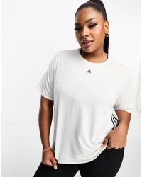 adidas Originals - Adidas training plus - t-shirt bianca con pannello con 3 strisce e logo - Lyst