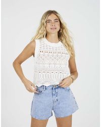 Brave Soul - Crew Neck Pointelle Knit Tank - Lyst