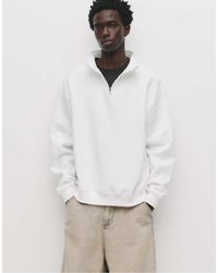Pull&Bear - Felpa Basic Con Zip Corta Sporco - Lyst