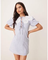 Nobody's Child - Bessie Scallop Collar Detail Mini Smock Dress - Lyst