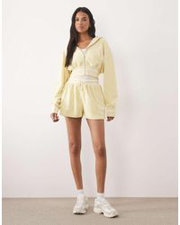 Kaiia - Cotton Rich Embroidered Logo Side Stripe Towelling Shorts Co-ord - Lyst