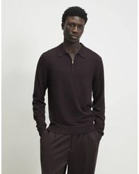 River Island - Slim Fit Long Sleeve Polo Shirt - Lyst