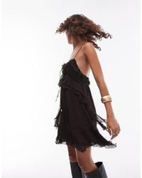 Mango - Mini Jurk Met Bandjes En Ruches - Lyst