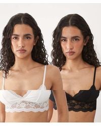 ASOS - 2 Pack Cotton Longline Bralette With Lace Trim - Lyst