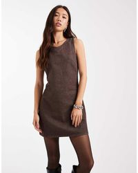 ASOS - Denim Mini Dress With High V Neck - Lyst
