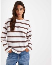 Pieces - Oversized Gestreept Rugby-T-Shirt Met Lange Mouwen - Lyst