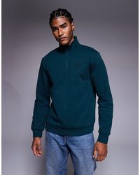 EA7 - Armani - train core - sweat-shirt à fermeture éclair partielle - sarcelle - Lyst