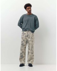 Pull&Bear - Printed Wide-leg Jeans - Lyst