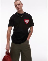 TOPMAN - Camiseta Negra Extragrande Con Parche Bordado "Stolen Hearts Club" De - Lyst