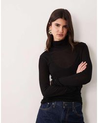 ASOS - Sheer Second Skin Knit Roll Neck Top - Lyst