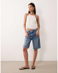 Jdy - Mid Waist Denim Bermuda Shorts - Lyst