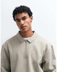 ASOS - Boxy Relaxed Quarter Zip Sweatshirt With Collar - Lyst