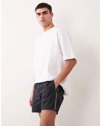 ASOS - Wide Mid Length Elasticated Nylon Short With Piping Styling - Lyst