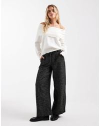 ASOS - Petite Textured Check Barrel Leg Trousers With Seam Detail - Lyst