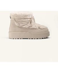Oysho - Faux-fur And Split-leather Lace-up Boots - Lyst