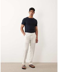 Mango - 100% Linnen Broek Met Krijtstreep - Lyst
