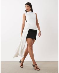 Bardot - Jordan Longline High Neck Top With Tie Waist - Lyst