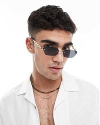 ASOS - Occhiali Da Sole Senza Bordo Rettangolari Con Lenti Sfumate E Astine - Lyst