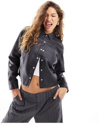 Calvin Klein - Faux Leather Relaxed Shirt - Lyst