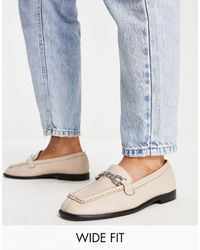 TOPSHOP - Wide Fit Lola Leather Loafer With Chain Detail - Lyst