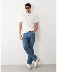 SELECTED - T-Shirt Serafino Pesante A Maniche Corte Bianca - Lyst