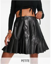 Threadbare - Petite Vary Pu Mini Skirt With Pleated Hem - Lyst