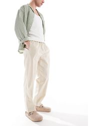 Pull&Bear - Pantalon en lin mélangé - sable - Lyst