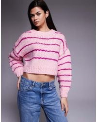 Kiwi & Co - Candy Hand Knitted Chunky Knit Cropped Drop Shoulder Jumper - Lyst