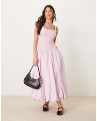 Abercrombie & Fitch - Vestido Midi Con Cintura Baja Y Falda Abullonada De - Lyst
