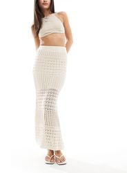 Vila - Crochet Maxi Skirt - Lyst