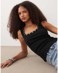 ASOS - Stud Trim Racer Tank Top - Lyst