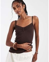 Hollister - Lace Trim Henley Cami - Lyst
