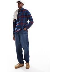 Tommy Hilfiger - Camicia Blu E Bordeaux A Quadri Spazzolata - Lyst