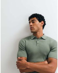 ASOS - Essential Muscle-Fit Fine-Rib Knit Polo - Lyst