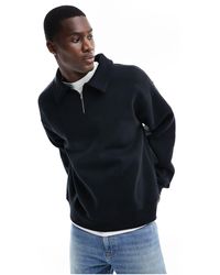 SELECTED - Oversized Half Zip Sweat Long Sleeved Polo - Lyst