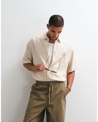 ASOS - – kastiges oversize-hemd aus leinenmix - Lyst