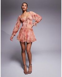 Love Triangle - Milkmaid Mini Dress With Tie Detail - Lyst