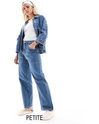 Only Petite - Kirsi - jean d'ensemble coupe cargo ample à rayures et taille haute - /blanc - Lyst