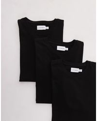 TOPMAN - Pack De 3 Camisetas Negras De Corte Estándar De - Lyst